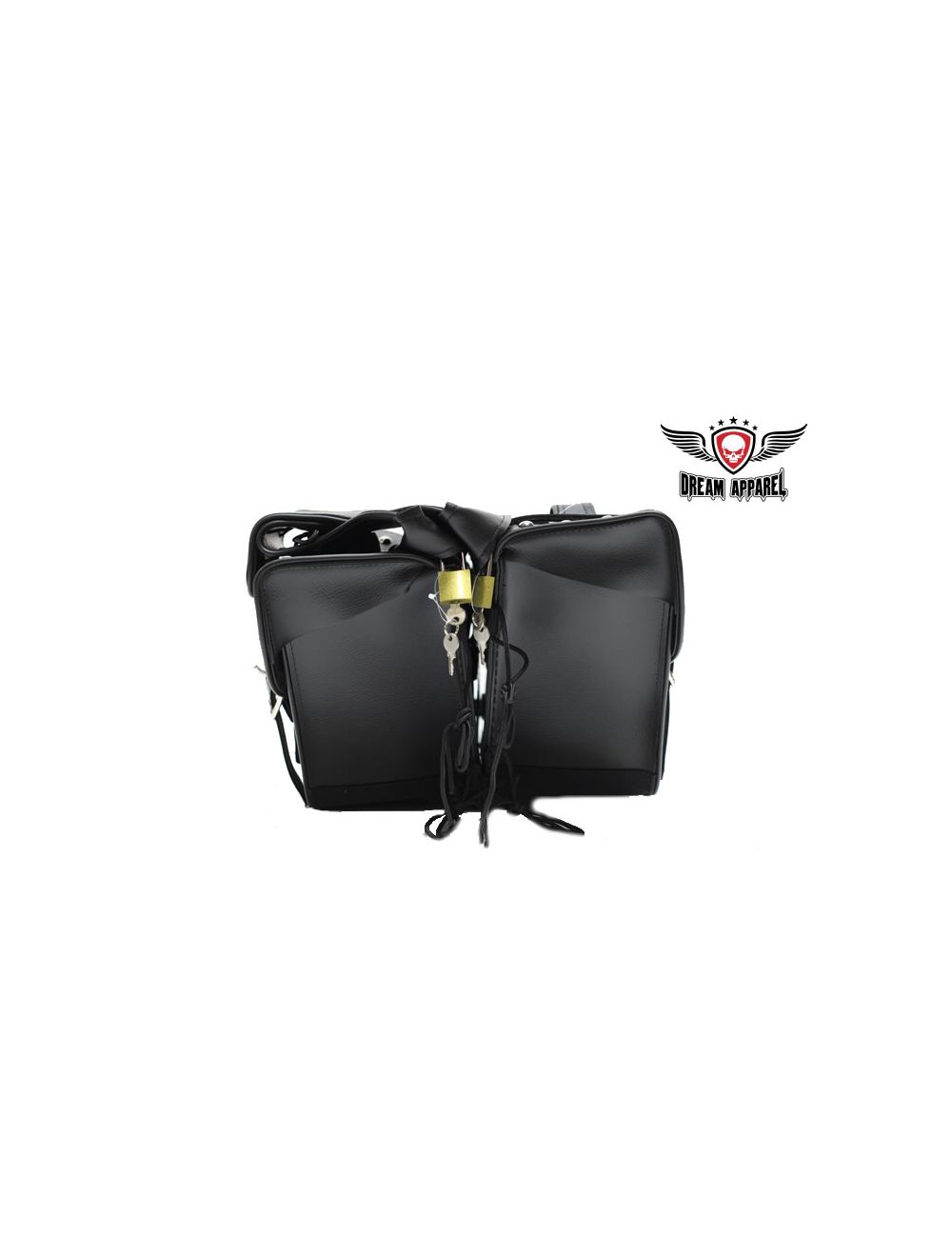 Black PVC Motorcycle Saddlebags with Studs - Motorcycle Luggage - SKU  SD4055-PV-DL