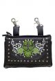 Studded Lime Green And White Sugar Skull Naked Cowhide Leather Belt Bag