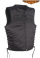 Mens Black Textile Motorcycle Vest With Reflective Skulls